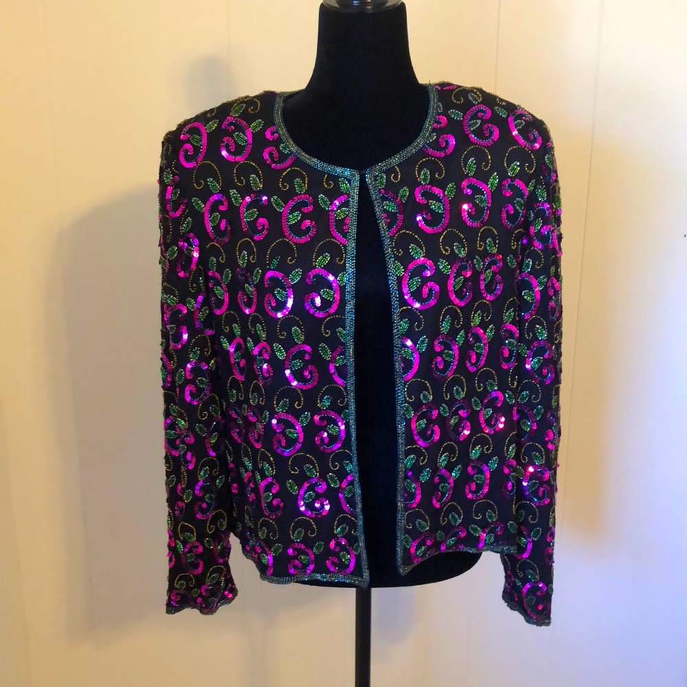 Showstopper vintage 80’s JMD sequined jacket, tag says XL, fits M-L